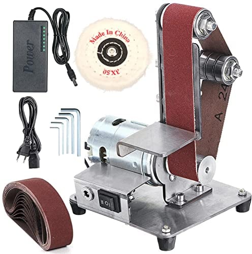 Memows Mini lijadora de correa eléctrica de 500W,lijadora de pulido de bricolaje,borde vertical multifuncional para metal,carpintería,cortador de bordes con rueda de pulido 775(500 W+rueda de pulido)