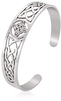 SIPURIS Hexenknoten-Armband für Damen und Herren, Wikinger, keltischer Knoten, Armreif, Edelstahl, Hexerei, geometrisch, verstellbar, offener Armreif, Schutz, Amulett, Hexenknoten, Schmuck, One Size,