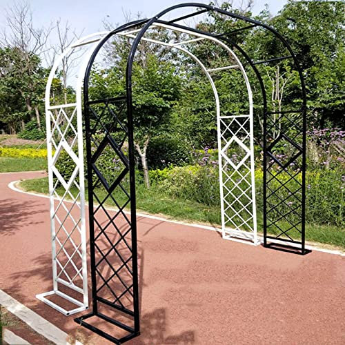 Large Metal Garden Arch With Base, Heavy Duty Archway Anti-rust Rose Arbor Arches Trellis Stand 140cm 180cm 220cm 280cm 300cm 340cm Wide, Lawn Backyard Wedding Decoration Sturdy Pergola (Color : Whit
