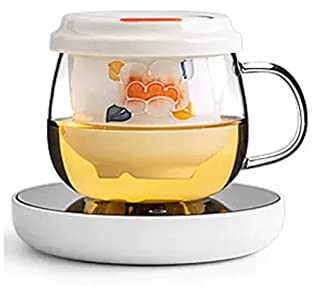 IXART Vasos de Agua/Vasos Tazas de té de vidrio Separación de té Tazas de té de flores filtradas Tazas de té de oficina Hogar con tapa Tazas de agua Vasos de Cristal (Color : B)