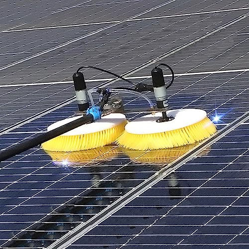 LIMKOO 110V-240V Pannello Solare Pulizia Rotante Spazzola fotovoltaico e Pannelli solari Alimentato ad Acqua Spazzola Elettrico Spin Scrubber per Vetro Finestra, Pannello Solare,11M