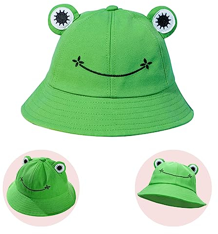 MEZHEN Fischerhut Froschfischerhut Sommer Eimer Sonnenhut Beach Summer Sonnenhüte Frosch-Hut für Kinder und Erwachsene for Women Teens Girls