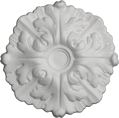 Rosetten aus Polystyrol für Decke und Wand, Rosette, ideal für kleine und große Kronleuchter, inklusive Kleber (A010) | für Decke und Wände, elegante Rosette für Kronleuchter, leicht und einfach mit Klebstoff anzubringen (22 cm - A010)