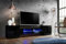 Komodee, Merano Bank TV Schrank, Schwarz, LED Blau, Breite 230 cm x Höhe 52,5 cm x Tiefe 35 cm, für Wohnzimmer, Schlafzimmer