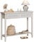 VASAGLE Konsolentisch, Flurtisch, Flur Möbel, schmaler Sofatisch für Wohnzimmer, mit 2 Schubladen, offene Ablage, abgerundete Ecken, Boho-Stil, haferflockenbeige LNT016K66
