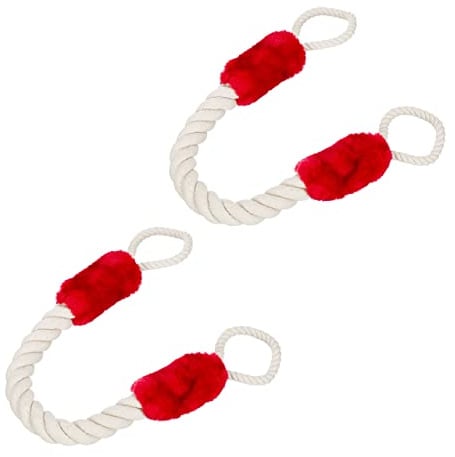 10 x Türkordel, Türstopper Klinke, 60 cm lang, Klemmschutz für Kinder & Tiere, Tür Seil maritim, Zufallschutz, creme/rot