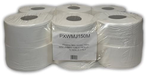 Phoenix Mini Jumbo 2 Ply Toilet Tissue Roll 150 Meters (Pack of 12)