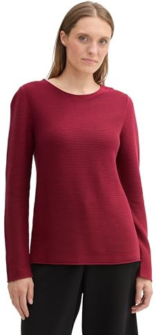 TOM TAILOR Damen 1016350 Strickpullover Aus Bio-Baumwolle, 35930 - Deep Red, S EU