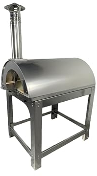 Forno A Legna Da Esterno, Per Pizza, Pane - Alfonso 6 Pizze Full Optional inox con carrello, Camera Di Cottura Diretta In Acciaio Inox E Mattoni Refrattari Alimentari, Coibentato