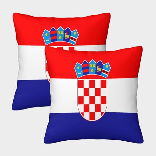 VDYNDYIW Flagge von Kroatien Dekorative Kissenbezüge,Versteckter Reißverschluss Kissenhülle, Für Autodekoration, Zuhause, Sofa, Bettwäsche Kissenbezug 2er-Set 45x45cm