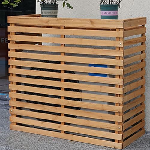 JAVYPPT Abdeckung für Klimaanlagen aus Holzgeflecht, Rahmen für Außengeräte und Bonsai-Design, geeignet für verschiedene Szenen, Schutz der Klimaanlage (Farbe: Birne, Größe: 85 x 35 x 80 cm)