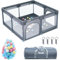 Teddle Laufstall Baby - Laufgitter Baby mit 50x Spielbälle - 120 x 120 cm – Playpen für Innen und Draußen – Grau