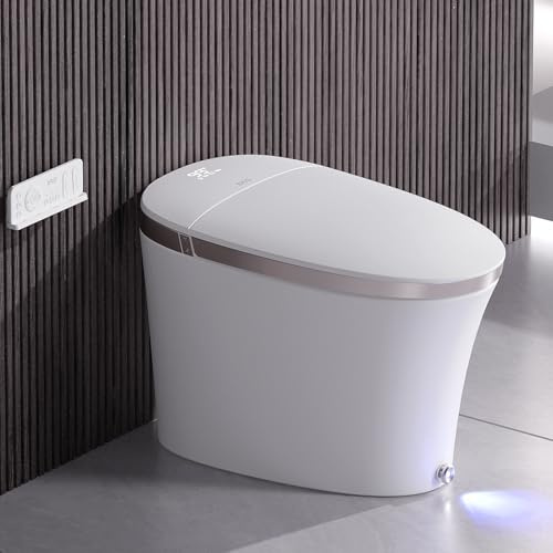 EPLO Toilettes intelligentes avec bidet intégré, bidet de luxe avec siège chauffant, hauteur confortable ADA et distributeur de mousse, toilettes japonaises allongées avec chasse automatique