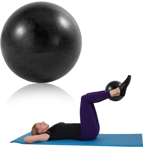 OMCGG 9 Inch Soft Pilates Ball, Small Exercise Ball with Inflatable Straw Anti-Burst Gym Ball Non-Slip PVC Mini Balance Ball for Yoga Pilates Barre Physical Therapy Core Strengthening Posture (Black)