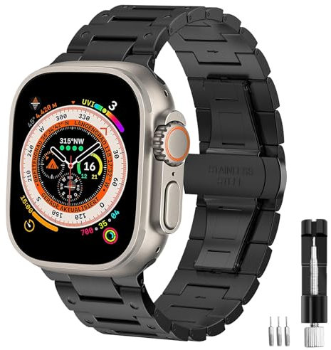 Cinturino in Titanio per Apple Watch Ultra 49mm 46mm 45mm 44mm 42mm, Ultraleggero, Anti-Rash, Forte, Facilmente Regolabile e Pulibile, Cinturino per iWatch Ultra 2/SE, SE 2/Serie 10/9/8/7/6/5/4/3/2/1