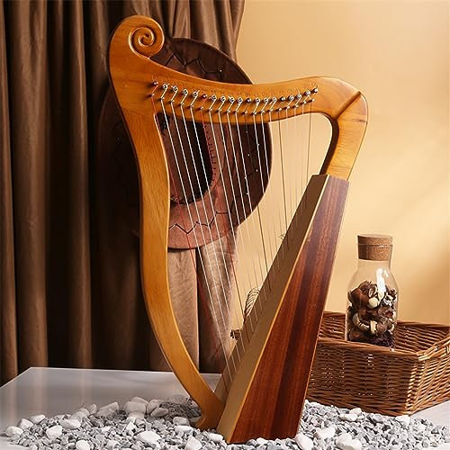BAMFY Harfe 15,19 Saiten Ständer Traditionell Musikinstrument Professionell Lyre Mit Stimmschlüssel, Ersatzsaite, Schwarzer Gig Bag Und Plektren(19 Tones - Log Color Gift Pack)