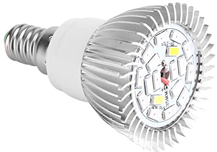 SIXRUN LED-Wachstumslampe, Material Aluminium, 18 W, 18 LED-Perlen, Sockel E27/E14/GU10, für Indoor-Gartenarbeit, Hydrokultur-Garten, Gewächshausanbau (E14)