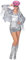 CREATIV DISCOUNT NEU Damen-Kostüm Jacke Festival Silber mit Pailletten und Fransen, Gr. L/XL