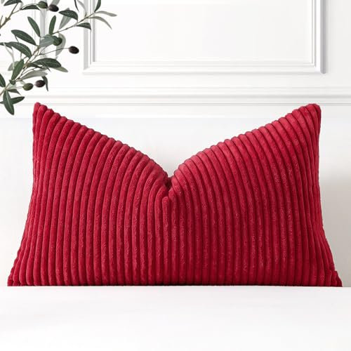 Artscope Ein Kissenbezug Kordsamt Zierkissenbezug Dekokissen Sofakissen 40x60 cm Cord Kissenhülle Couchkissen Dekorative Weiche Kissen für Sofa Wohnzimmer Zuhause Schlafzimmer Weinrot