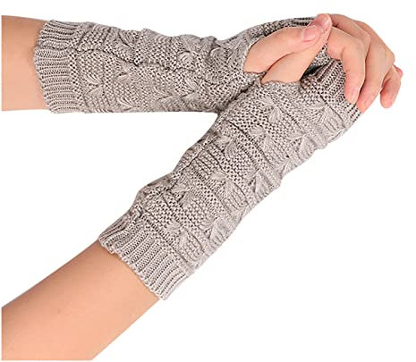 Fingerlose Handschuhe für Damen und Mädchen, gestrickte Arme, fingerlos, hält warm, Winterhandschuhe, weich, warm, Handschuhe für Handy, Skifahren, Radfahren, Büro
