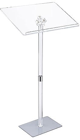 Acryl-Podium-Stehpult, tragbar, Stehpult, Podium, verstellbare Höhe/Winkel, für Präsentationen, Konzerte, Lehrer und Kirchen