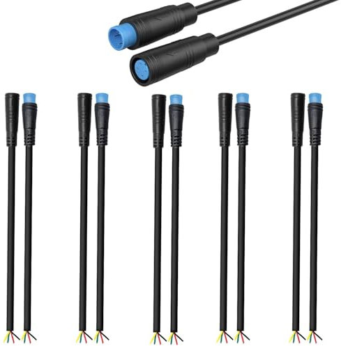 VISSQH 5 Pairs Waterproof Julet 4 Pin Ebike Extension Cable Connector for e-bikes male and female plug wire,4 pin cable connector for electric bike light,DIY Bike Projects(20 cm)