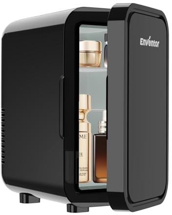 Enventor - Refrigerador termoeléctrico portátil y calentador de 6 litros/8 latas, 110 V CA/12 V CC, mini nevera, color negro
