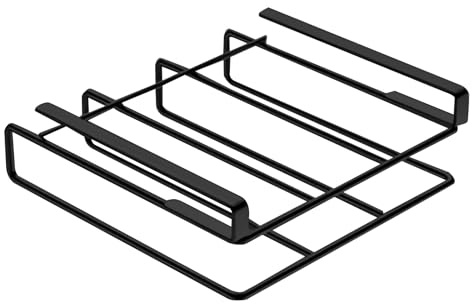 Yaztauho Under Cabinet Cutting Board Holder, Cutting Board Storage Rack With Hook, Kitchen Utensils, 26.8x25.8x3cm, Black