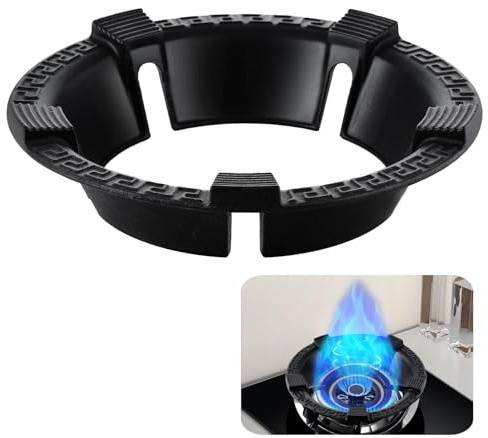 Vestamore Anneau de support pour wok coupe-vent pour cuisinière à gaz, anneau de brûleur en fonte avec support antidérapant, support d'économie d'énergie pour grilles et grilles à 5 griffes