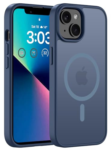 ORDA Magnetische Hülle für iPhone 13 Mini, Blau | Kompatibel mit MagSafe, Durchscheinend Rückseite, Matt Handyhülle, Stoßfest Kratzfeste Schutzhülle