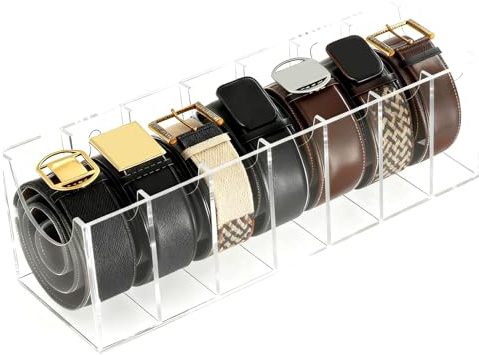 CeyKvo 7-Fach Acryl Gürtel Aufbewahrungsbox, Schubladen-Stil Krawatte und Gürtel Aufbewahrungsregal