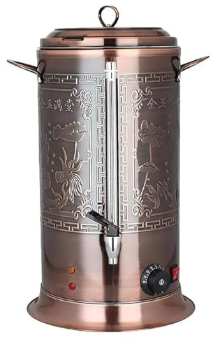 Bollitore Elettrico Professionale 20L-50L in Acciaio Inox, Scaldabevande con Temperatura Regolabile (30°C-100°C) - Design in Rame Vintage per Caffè, Tè e Catering