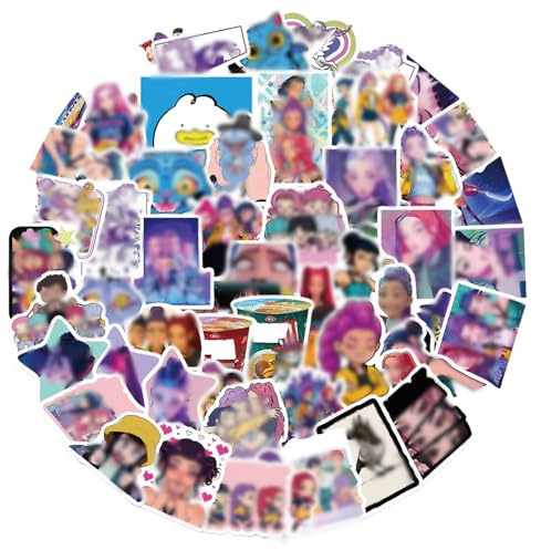 60 Stück K-Pop Inspired Anime Sticker Set, Jagd Aufkleber mit Dämonen Design, Wasserdichte Vinyl Sticker für Laptop, Skateboard, Geschenk für Teens