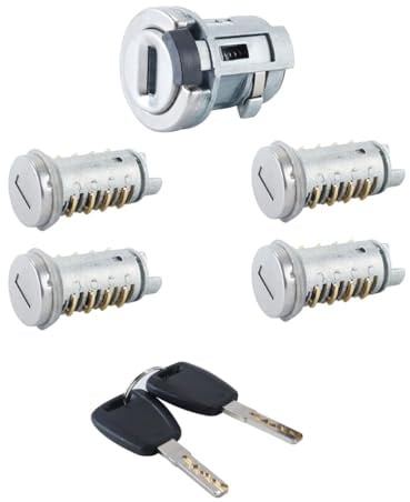 DUZEPA Set di 4 serrature per portiere e blocchetto di accensione con chiave adatti per Fiat Panda 500 Doblo Punto Bravo Palio Alfa Romeo 156 1997-2005