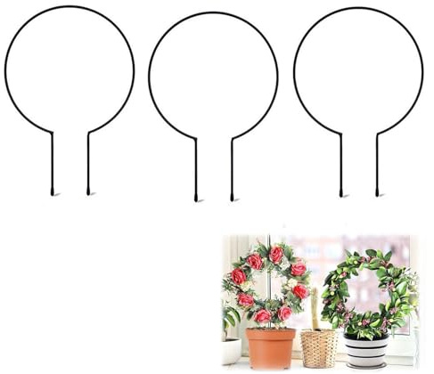 3 Stück Rund Rankhilfe Zimmerpflanzen Rankgitter Metall,​ 23x34cm Garten Pflanzenhalter, Rund Kletterhilfe für Pflanzen Pflanzenstütze Garten