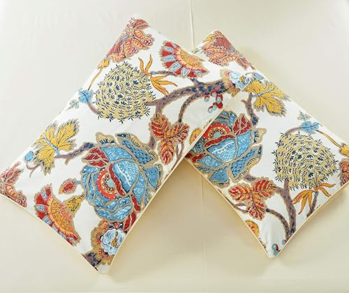 Health 20 × 36 inches Pillow Cases/Shams Shabby Flower Colorful Red Orange Luxury Bohemian Damask Floral for King/Cal King Size Farmhouse Flower 100% Egyptian Cotton Standard Baikal Pillow Covers