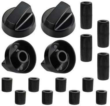 GYCAQAC Kit 4 Manopole Cucina Forno Piano Cottura Universali, con 12 adattatori manopole di controllo, Manopola universale per forno, fornelli a gas, elettrici, parti di ricambio, Nero