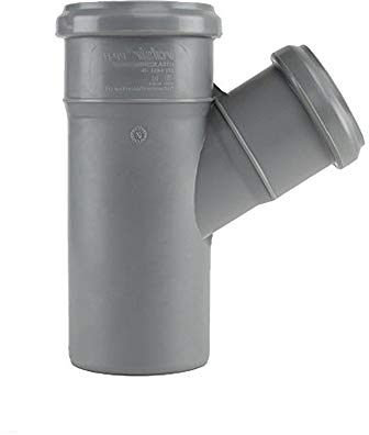 Valsir Abwasserrohr, Polypropylen (PP), Grau, DN 50 mm / Abzweig DN 40 (67°), Heißwasserbeständig bis 95°C, Schwer entflammbar nach DIN 4102 B1, Lippendichtung, 4 bar, Hardware-Tubing