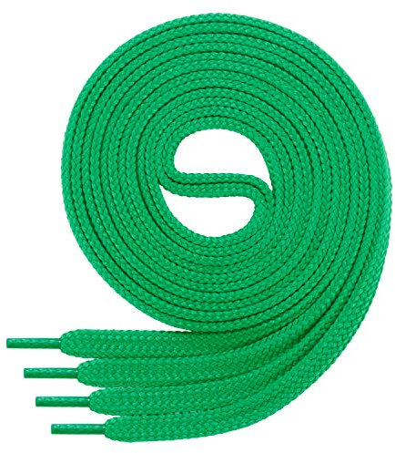 Cordón plano Di Ficchiano para zapatillas y calzado deportivo, muy resistente, aprox. 7,0 mm de ancho, 45 colores, 60 cm - 220 cm de largo, poliéster, color Verde, talla 120