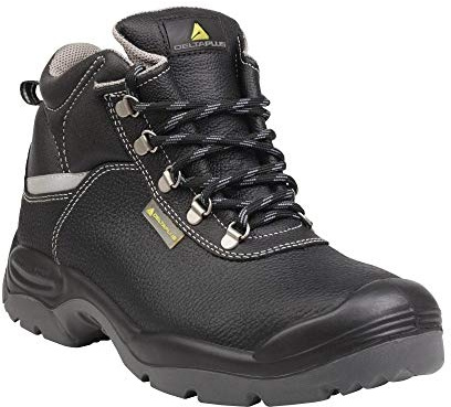 Deltaplus SAUL2S3NO45 Pigmented Grain Leather High Shoes - S3 Src, Black, Size 11