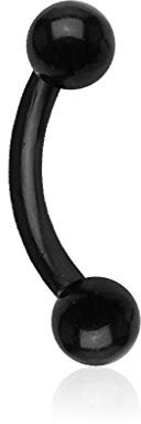 viva-adorno® Piercing Banane Augenbrauenpiercing Kunststoff Acryl Kugeln Z306 schwarz, 1,2x8x3mm