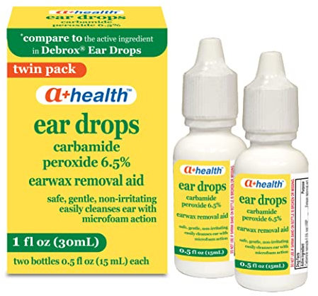 A+Health Ohrenschmalz-Entfernungstropfen, Carbamidperoxid, 6,5 %, hergestellt in den USA, Doppelpack, 35 ml