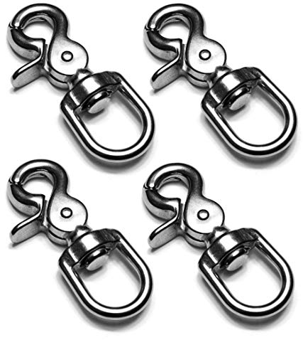 Ganzoo Scherenkarabiner-Haken mit Drehgelenk L: 72 mm, Schnappkarabiner für Hunde-Leine, 4 Stück, Wirbelkarabiner, Triggerhead für Paracord 550 Hundehalsband, legierter Stahl, Drehkopf, Farbe: Silber