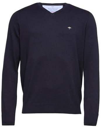 FYNCH-HATTON Pullover aus Baumwolle mit V-Ausschnitt Navy / 4XL