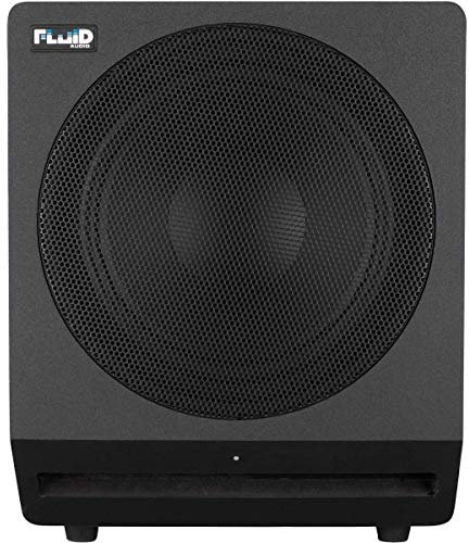 Fluid Audio Subwoofer da studio F10S (subwoofer attivo per studi domestici, woofer da 10 pollici, 200 watt, filtro passa-basso variabile, design compatto, ideale per la produzione musicale), nero