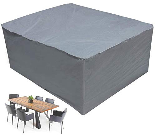 HSGAV Gartenmöbel Abdeckung, Abdeckplane für Gartenmöbel Wasserdicht Winddicht Schutzhülle, Terrassengarnitur für eckige Tische 210D Oxford Stoff Anti-UV, Grau,120x120x74cm