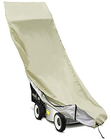 JQDZX Rasenmäher Abdeckung, Abdeckhaube Rasentraktor Staubschutz Wasserdicht staubdicht Schutzhülle Wetterschutz Cover UV-beständig Abdeckplane (Khaki)