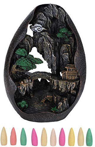 Backflow Weihrauch Steingarten Wasserfall Weihrauchbrenner Rauchbrenner Harzhalter Mit 10 Stück Weihrauch Für Home Bed Room Decoration Ornament
