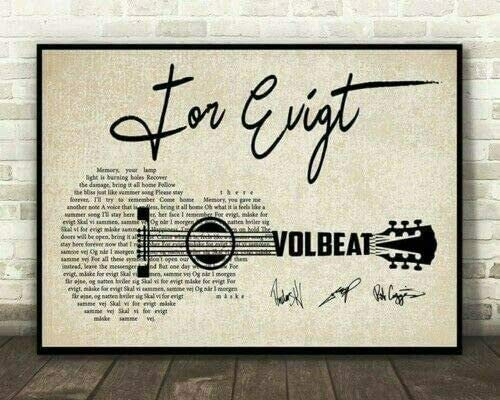 Inga Volbeat For Evigt Songtext-Poster, Heimdekoration, Wanddekoration, Metallschild, Poster, 20,3 x 30,5 cm