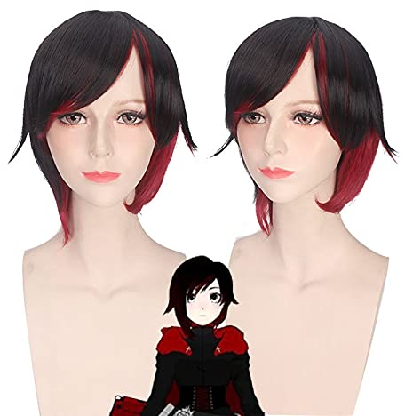 Anime Rwby Red Trailer Ruby Rose Kurze Perücke Cosplay Kostüm Frauen Männer Kunsthaar Halloween Party Perücken Pl-270